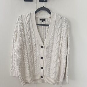 Quince White Cable Knit Sweater